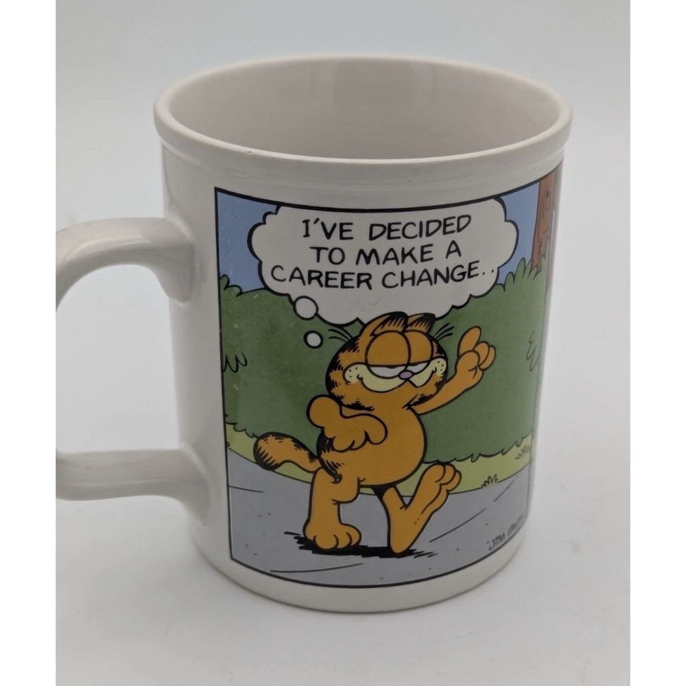 Vintage Garfield Cat Ceramic Coffee Mug 1978 Enesco Career Change Retirement